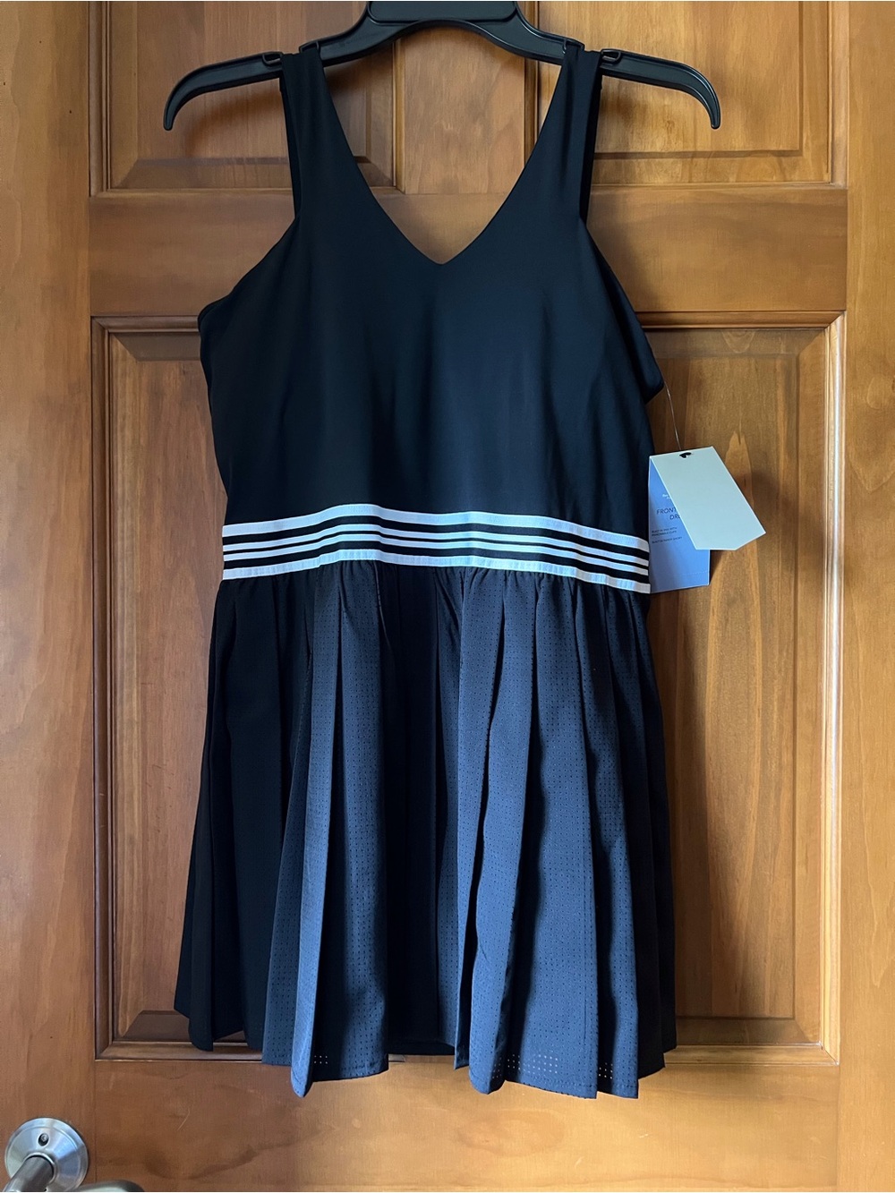 Avia Black Tennis  Dress with White Striped Waistband, shorts underneath - Picture 3 of 7